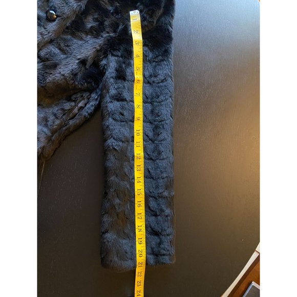American Eagle Faux Fur Jacket Womens‎ XS Black Double-Breasted Coat Winter - Picture 10 of 11